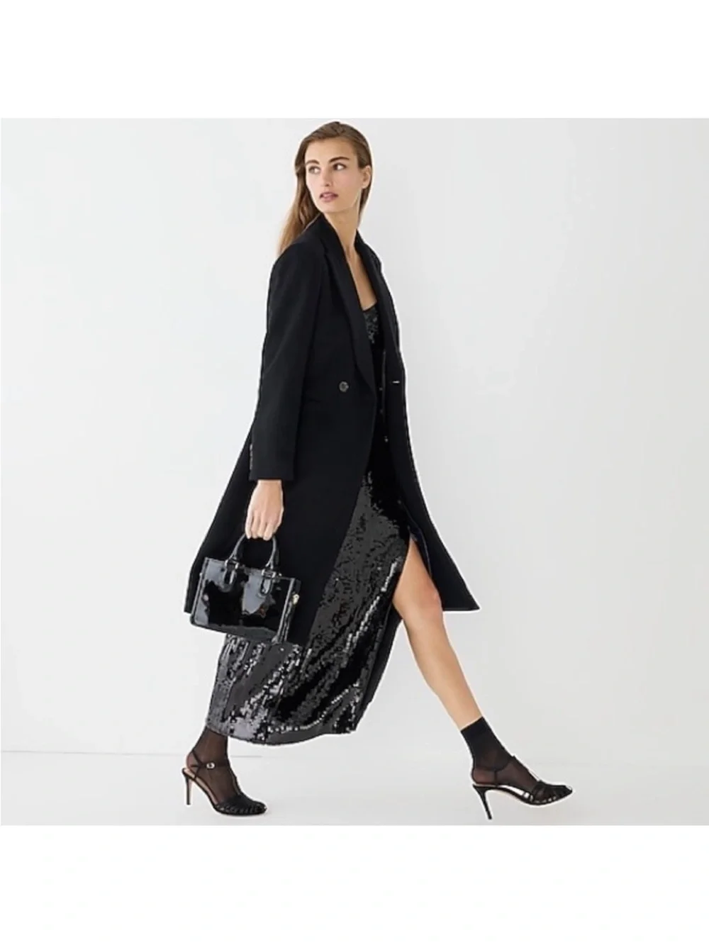 J. Crew Black Double-Breasted Trench Coat